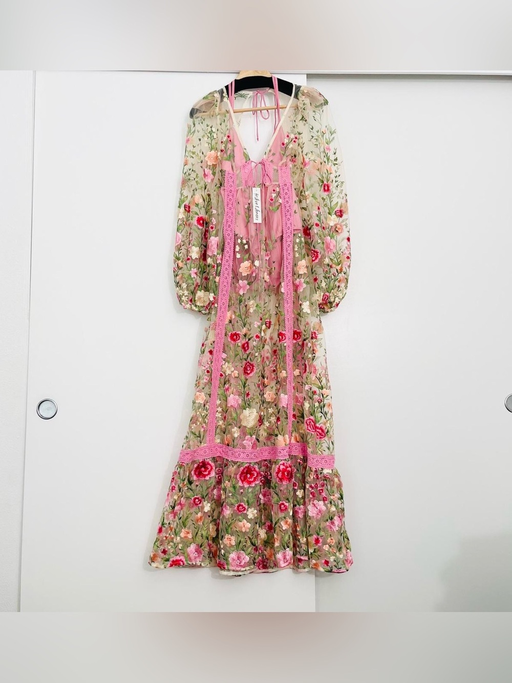 For Love and Lemons Luna Maxi Floral Embroidered Maxi Dress Festival Size XXS